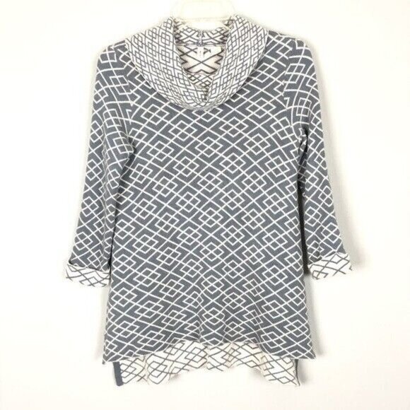 Anthropologie | Moth Cowled Galena Pullover Gray & Cream Size XS Alpaca Blend - Picture 6 of 7